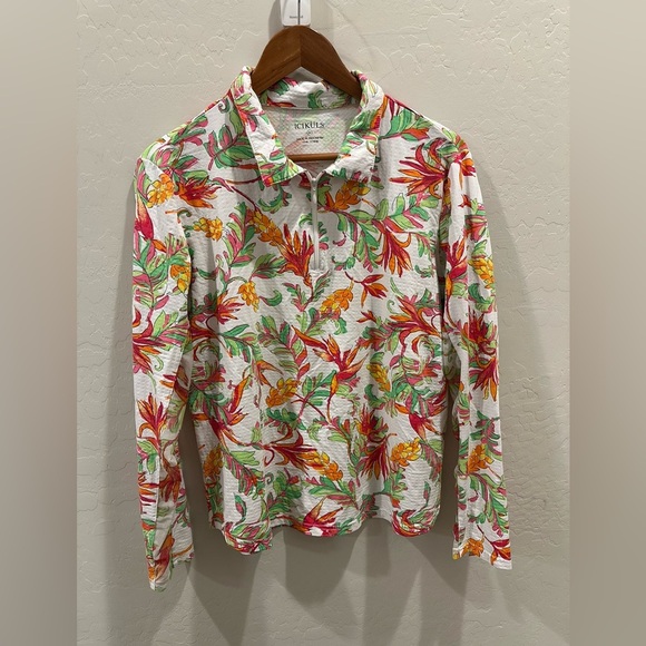 ICIKULS multicolored floral 1/4 zip athletic long mesh sleeve  XL - Picture 1 of 7